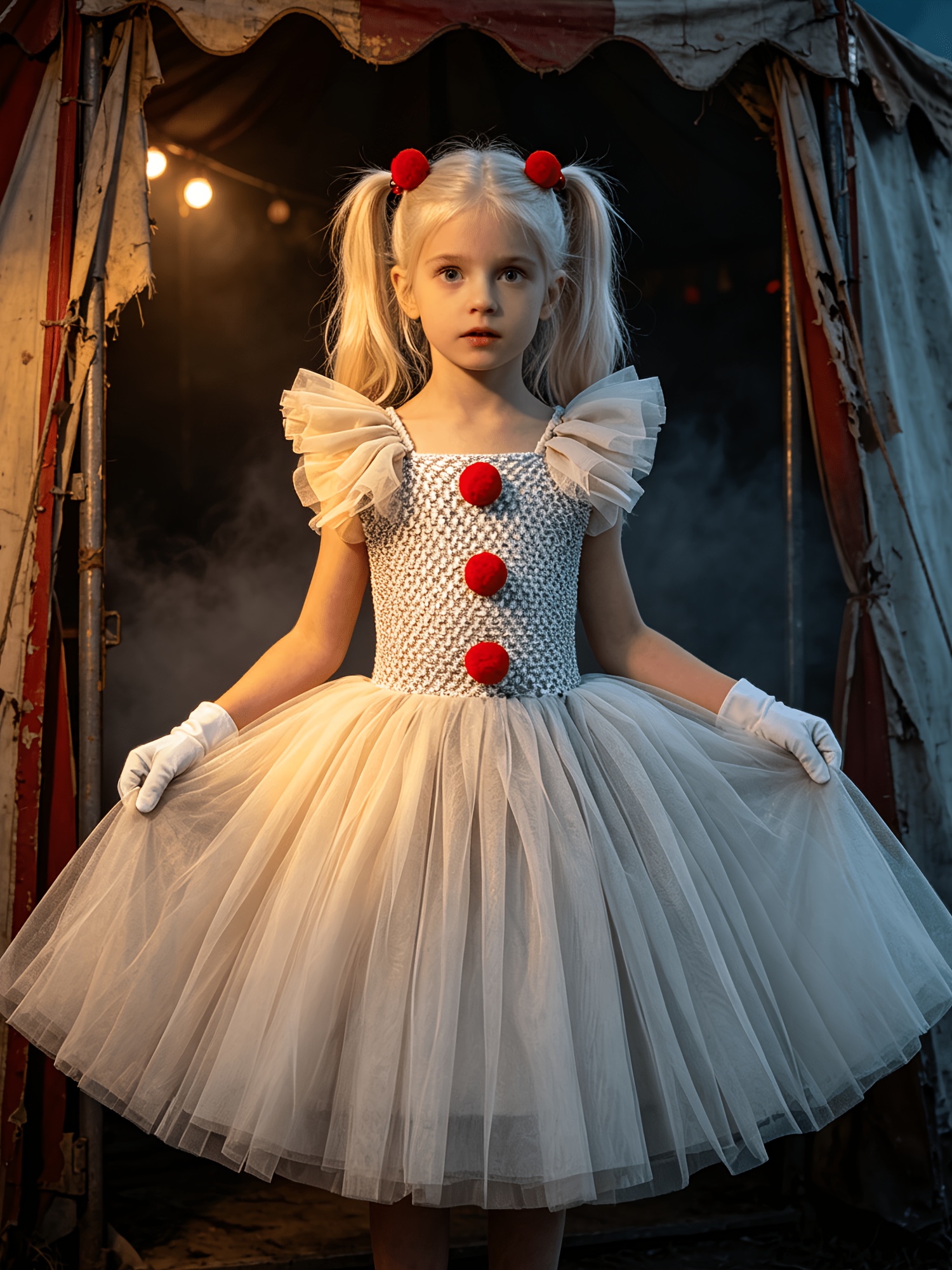 Girls' Clown Dress Princess Skirt 7pcs Set